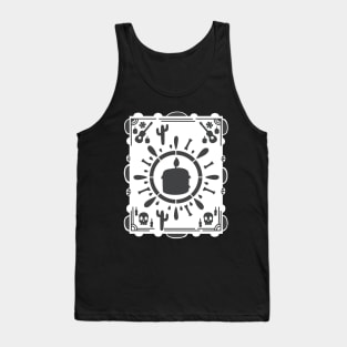 Dia De Los Muertos- black candle- white Papel Picado - Black Cactus Tank Top